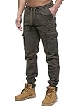 989Zé ENZO Mens Cargo Combat Jeans Elasticated Waist Cuffed Trousers Joggers EZ427 Khaki 34
