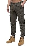 989Zé ENZO Mens Cargo Combat Jeans Elasticated Waist Cuffed Trousers Joggers EZ427 Khaki 36