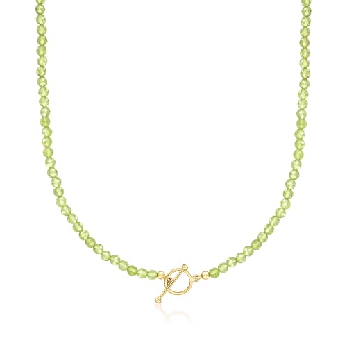 Ross-Simons 3.5-4mm Peridot Bead Charm-Compatible Toggle Necklace in 18kt Gold Over Sterling