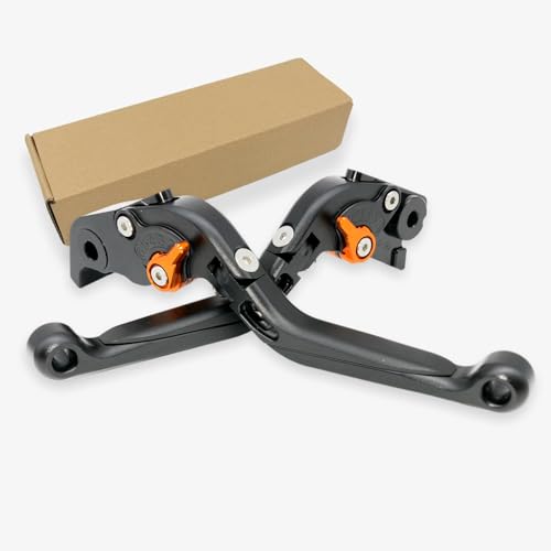 Kompatibel mit KTM Super Adventure 1290 S/T/R 2015–2020 | 1190 Adventure/R 2013–2016 Brems- und Kupplungshebel, CNC-Aluminium, ausziehbar, verstellbare Hebel, Zubehör (schwarz und orange)