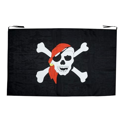Bandiera pirata 130x80 cm con teschio e tibie