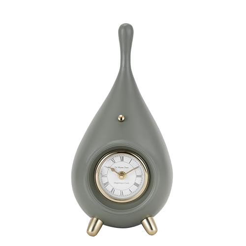 Image of Decor de Maison Brings Handcrafted Time Drop Table Clock for Living Room, Bedroom, Study Table, Office Desk | Classic Non-Ticking Tabletop Battery Operated Analog Desk Clock (Green Gold)