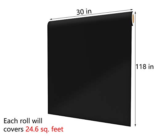 Decotalk 30"X120" Black Wallpaper Peel And Stick Black Wallpaper For Walls Removable Black Contact Paper For Cabinets Wallpaper Self Adhesive Large Solid Color Wallpaper Matte Vinyl Film Decorative #TOP6