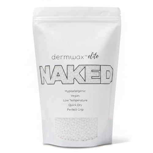 Dermwax Elite Naked Clear Hard Wax Beads Transparent Gel Formula Hair Removal Wax for Detailed Waxing Hypoallergenic & Fragrance-Free Melts at Low Temp & Sets Quickly - Ideal for All Hair Types