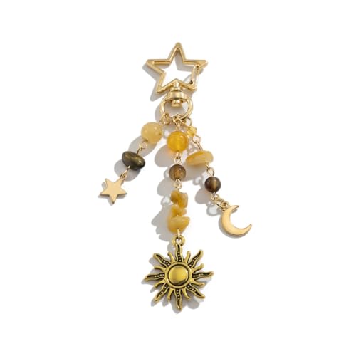 Elegant Geometric Moon Sun Pendant Keychain for Modern Women And Girls