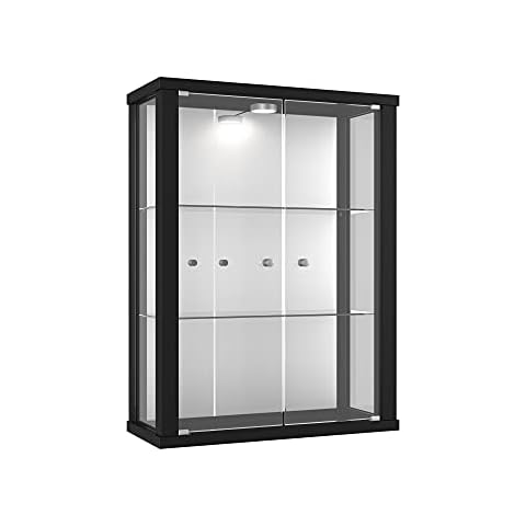 K-Möbel Vitrina Pared Negra 80x60x25 cm LED Cover