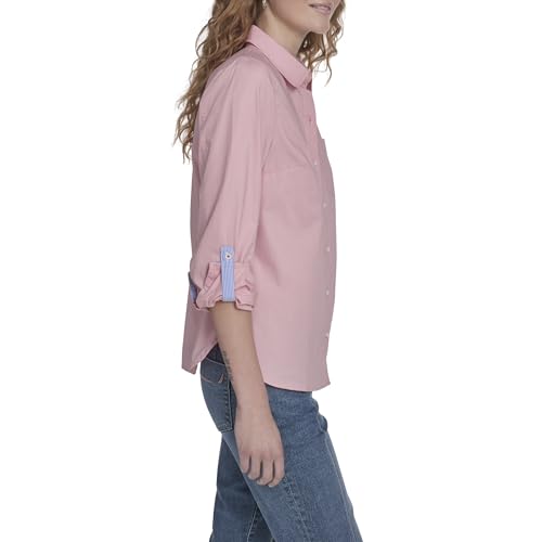 Image of Nautica Women's Button Front Long Sleeve Roll Tab Shirt