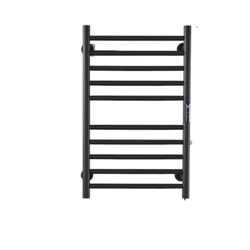 Toallero eléctrico negro de acero inoxidable con temporizador para baño moderno 2