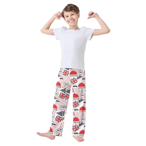 ZZXXB Hi London Boys Long Pants Soft Trousers Elastic Waist Kids Lounge Bottoms with Pockets S-XL2