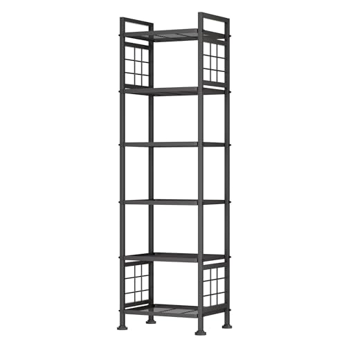 GIOTORENT 6-Wire Standing Storage Shelf for Bathroom Organizers and Storage & Laundry Room Organization, Metal Shelving Unit Pantry Rack for Kitchen & Bathroom, Black