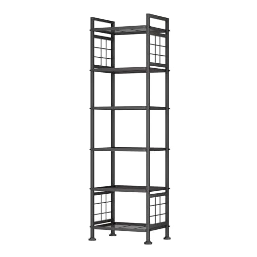 GIOTORENT 6-Wire Standing Storage Shelf for Bathroom Organizers and Storage & Laundry Room Organization, Metal Shelving Unit Pantry Rack for Kitchen & Bathroom, Black