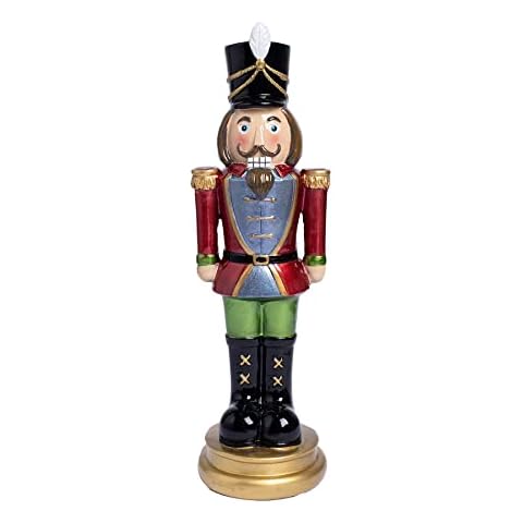 Christmas Nutcracker Soldier, Classic Decorative Nutcracker Soldier Figures for Indoor Outdoor Christmas Décor, 10.24 Inch Resin Cover