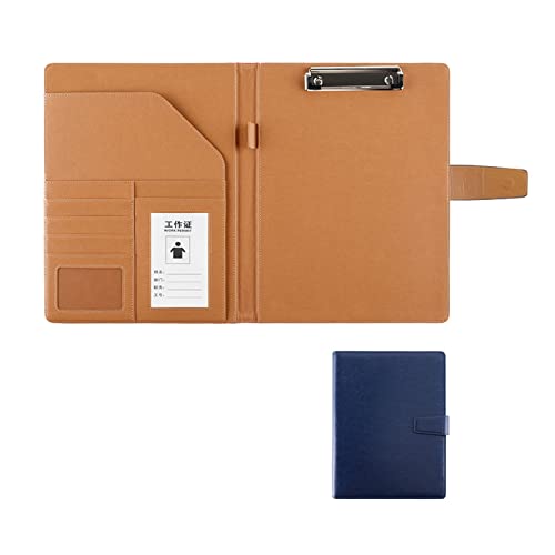 Porte-document A4 en cuir bleu sans calculatrice dossier organiseur - 2