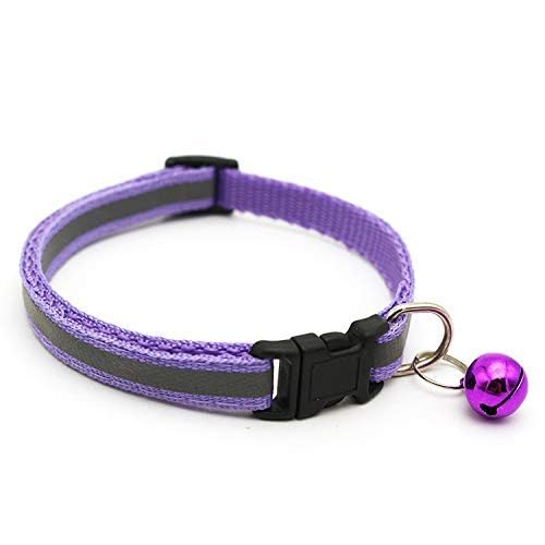 Image of Adjustable Reflective Collar Safety Buckle with Bells for Puppy, Cat, Dog, Kitten - Pack of 2, 18 x 11 cm, multicolor