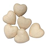 Pack of 6 Unfinished Paper Mache Puffy Hearts - Dimensional Heart Shapes for Ornaments, to Decorate for Crafts, Valentine and Wedding Decorations (Size: 4' x 4')