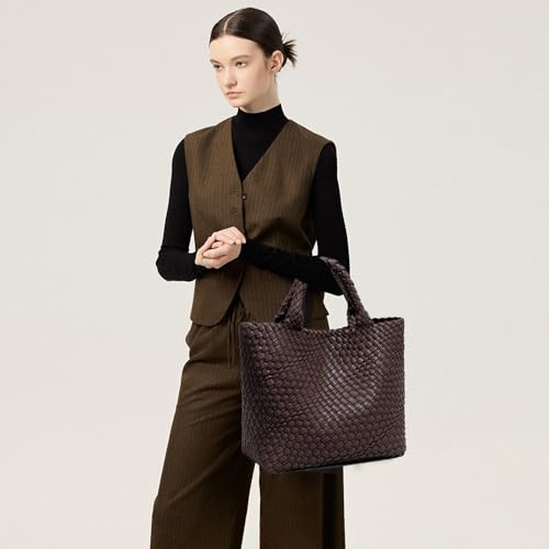 Image of JINMANXUE Fashion Woven Bag Shopper Bag Travel Handbags and Purses Women Tote Bag Large Capacity Shoulder Bags