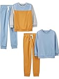 Simple Joys by Carter's Little Boys' 4-Piece Sweatshirt Set, Gold/Blue, 7