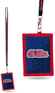 NCAA Mississippi Ole Miss Rebels Beaded Gem Lanyard with ID Wallet