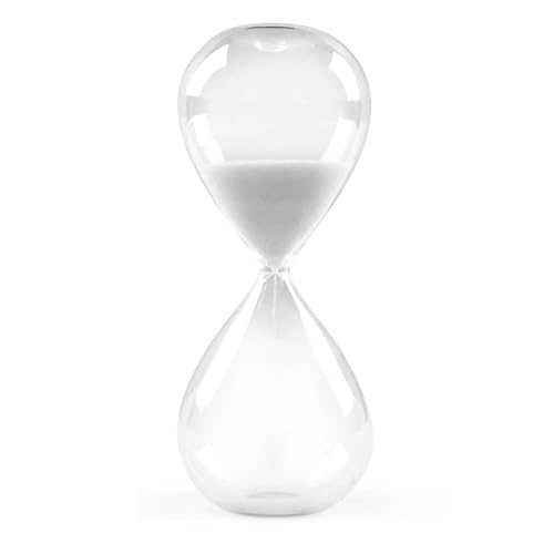 GNEGNI LIFE Clessidra, 5 minuti, sabbia magenta, decorazione in vetro per cucina, scrivania, aula, ufficio (bianco 5 minuti)