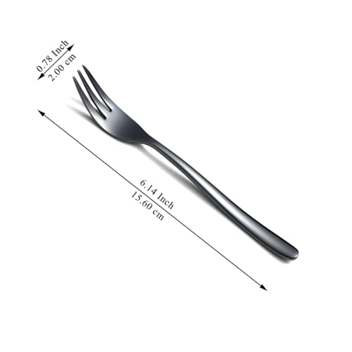 Kyraton Black Dessert Forks 12 Pieces 15.6cm Stainless Steel Cake, Tea, Fruit, Pastry Cutlery Set, Dishwasher Safe - Image 2