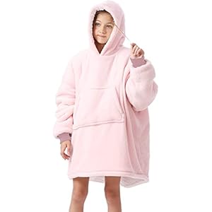 Wearable Blanket Hoodie, Oversized Sherpa Flannel Blanket Sweatshirt with Hood Pocket and Sleeves, Cozy Soft Warm Fluffy…