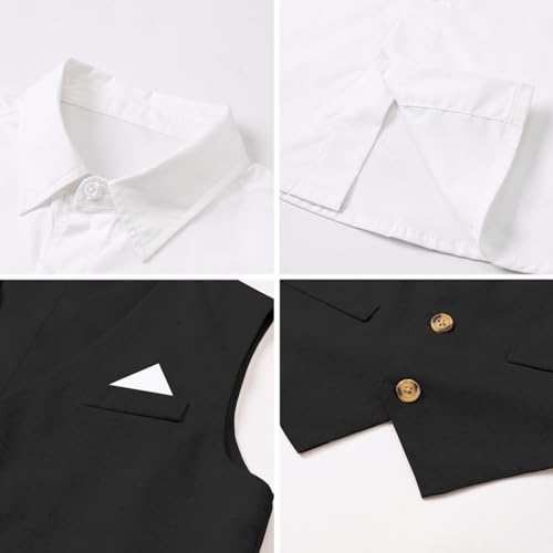 Image of SANGTREE Boys Suit Cotton Linen Formal Set Baby Boy Dress Clothes Gentleman Wedding Ring Bearer Outfits, 3 Months - 9 Years