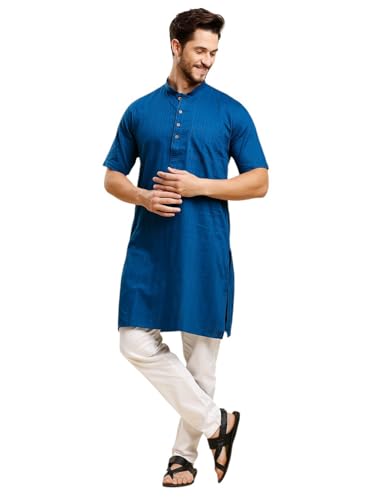 Image of Rajubhai Hargovindas Green Khadi Half Sleeve Kurta