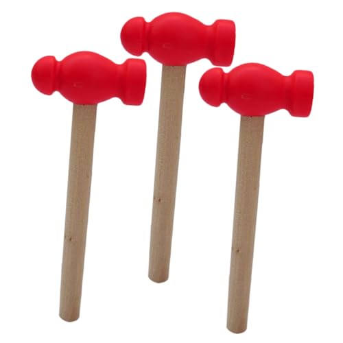 Kisangel Lot de 3 Mini Marteaux Jouets en Bois pour Garçon et Filles, Poignée Ergonomique, Surface Polie sans Bavures, Accessoire pour Jeu D'imitation et...