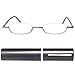 Produktbild Mini Brille® Schmale Metall Mini Halbbrille Lesebrille, Edelstahl Rahmen (Graphit), mit GRATIS Slim-Fit Alu Etui, Lesehilfe Damen und Herren +2.0 Dioptrien