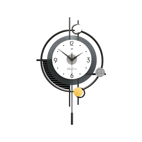 Ergocar - Reloj de pared grande de metal redondo con péndulo, moderno reloj de pared silencioso, diseño minimalista para sala de estar, dormitorio, comedor, cocina, oficina