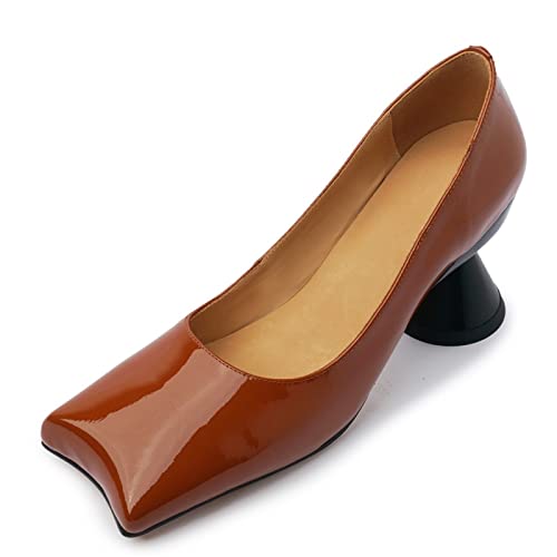 Escarpins en cuir verni noir peu profond avec talon bloc confortable pour femme en taille 40 2/3