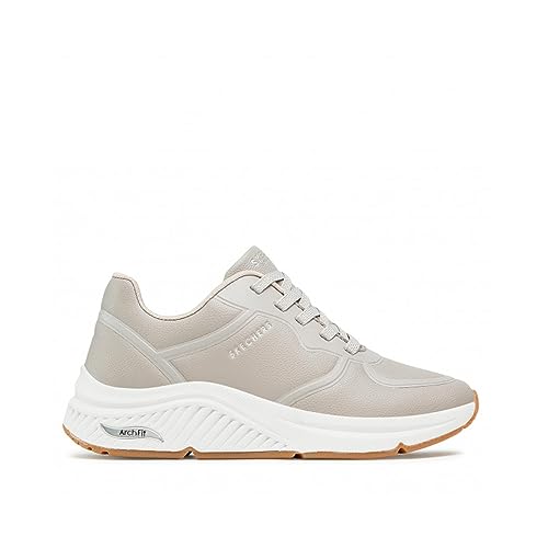 Skechers Skechers Arch Fit S-Miles, Women's Sneaker, Taupe Duraleather Hot Melt Trim, 5 US