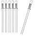 com-four® 6x Premium Grillspieße mit Griff, BBQ Doppelspieß aus rostfreiem Edelstahl 430, Schaschlikspiesse mit Abschieber und Doppelzinken, für Fleisch, Fisch, Gemüse (06x Doppelspieß mit Schieber)