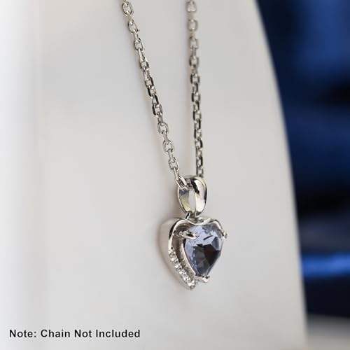 Image of SILVERTOWN 925 Silver Celestial Grace Heart Pendant Necklace | Hallmarked | White Rhodium Plated | Gift For Women and Girls