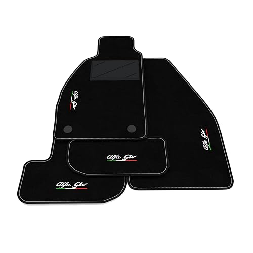 Tapis de voiture Italian Carpet pour Alfa Romeo GTV 1994-2005, broderie Alfa Gtv drapeau Ita, kit de tapis de voiture, velours noir, ajustement spécifique au...