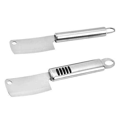 FONDOTIN 2pezzi Coltello in Acciaio Inossidabile Mini Cleaver e Spatola Formaggio Multiuso Antiscivolo Per Cucina Resistente Alla Ruggine Per Casa e Ristoranti