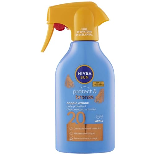 NIVEA SUN Maxi Sonnencreme Spray Protect & Bronze FP 20 270 ml Sonnencreme 20 für eine goldene Bräune intensiv und gleichmäßig Sonnenschutz 20 in praktischer Sprühflasche