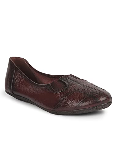 Image of Liberty Healers TLO-04 Casual Slip-On Ballerina Shoes for Women - Cherry & Tan | Comfortable Insole | Lightweight Durable and Cushioned Footbed | Leather Insole Shock Absorption