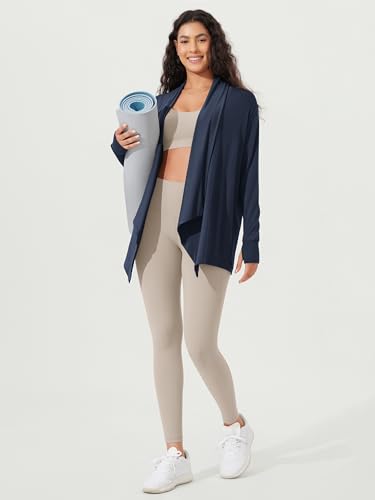 Image of ODODOS Women's Drape Open Front Cardigans Cozy Soft Long Sleeve Casual Wrap Outerwear with Pockets Thumb Hole