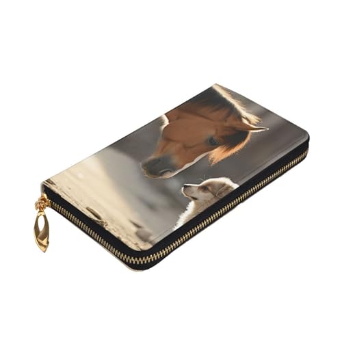 Women's Wallet Clutch Large Capacity Long Wallet Cute Dog and Horse Leather Ladies Card Phone Holder Travel Purse3