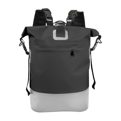 Bolsa de lona impermeable – 25 L con cierre superior enrollable, bolsa impermeable resistente – Mochila de viaje – para camping, al aire libre, montañismo, playa, gimnasio, deportes, ciclismo, Negro