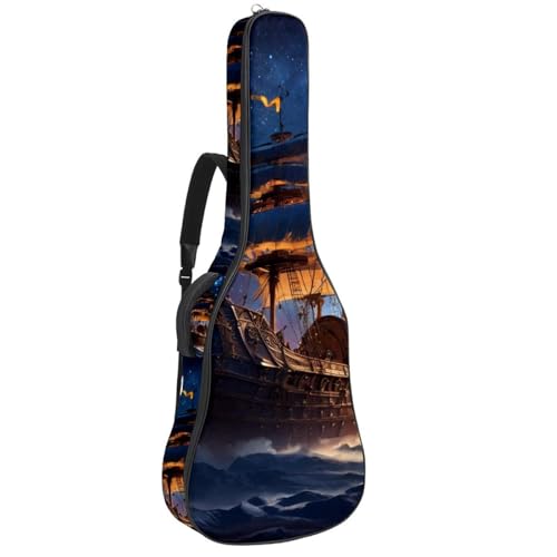 Sac de guitare étanche multicolore 101,6-106,7 cm motif vaisseau spatial ancien