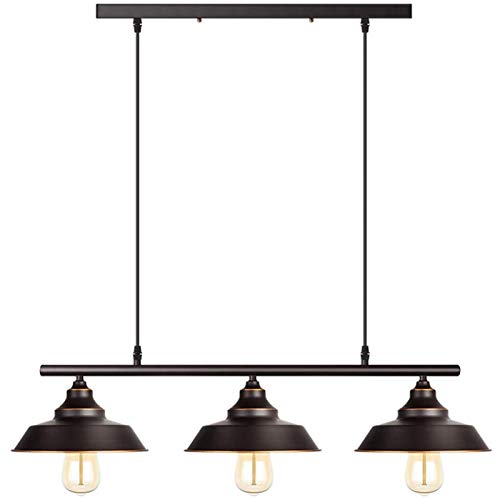 Review Discount Black Pendant Lighting Kitchen Island Light Baking Paint Finish with Highlights Rustic Lighting Modern Industrial Chandelier