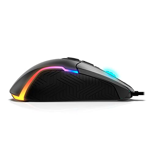 KICK -NXKICK- Mouse da gioco RGB Rainbow, sensore ottico PixArt 3327 fino a 12000 DPI, 6 livelli DPI (800-6200), software avanzato, nero - Mouse gaming - Immagine 1