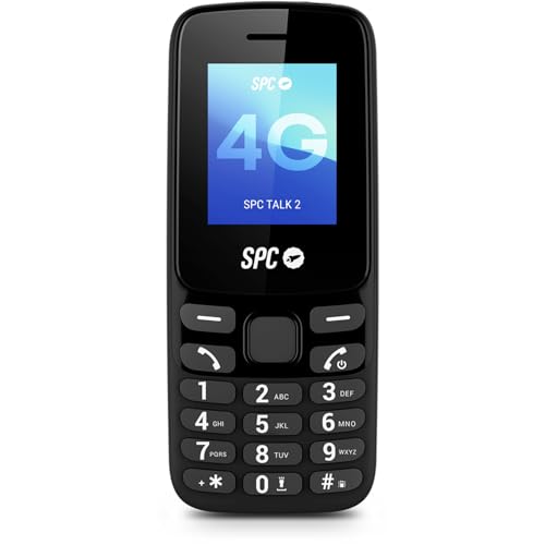 SPC Talk 2 – Standard-4G-Handy | 6 Tage Autonomie | 1,8\" Display | 106 dB Ruftonlautstärke | Taschenformat und leicht, mit Kamera, Taschenlampe und FM-Radio | USB-C | 9 Schnellspeicher | Schwarz