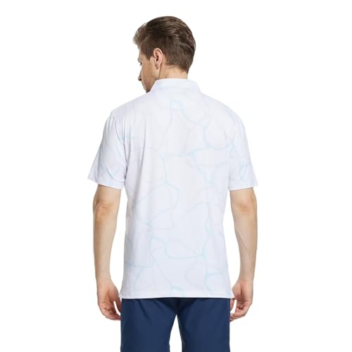 Image of M MAELREG Mens Golf Shirt Short Sleeve Dry Fit Print Moisture Wicking Performance Patterns Collared Polo Shirt