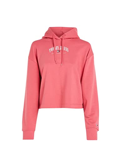 Image of Tommy Jeans Women's Tjw Rlx Essential Logo 2 Hoodie Heavyweight Knits, Washed Crimson, S