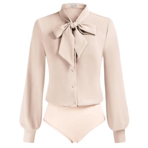 Kate Kasin Damen Lange Ärmel Tops Button-Down Shirts Business Office Bluse Beige-Apricot M Kate Kasin Damen Lange Ärmel Tops Button-Down Shirts Business Office Bluse Beige-Apricot M