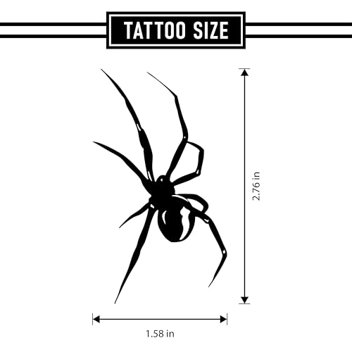 Image of Spider Semi-Permanent Tattoo for Men & Women | Minimalist Insect Design | Plant-Based Ink | Waterproof & Sweatproof | Gothic Aesthetic Fake Tattoo | Pain-Free | Lasts 7 -14 Days | Arm Wrist XL