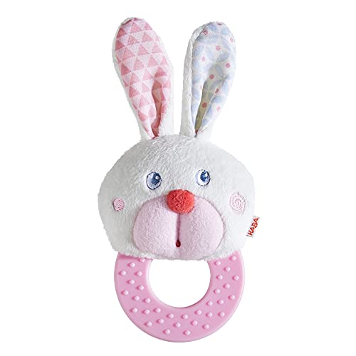 HABA Easter Bunny Teether and Grasping Toy for First Easter Gifts and Infant Easter Basket Stuffers, Crinkle Toys for Baby and Teething Toy for 6-18 Months